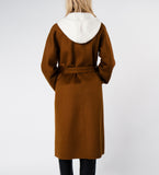LEEZ Women Double Face Wool-Cashmere Coat - Brown