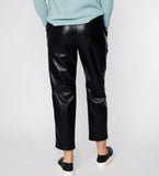 LEEZ Women Leather Pant - Black