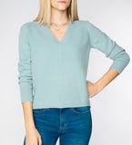 LEEZ Women Merino Wool V-Neck Sweater - Tidewater Teal
