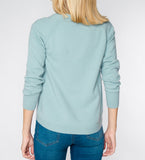 LEEZ Women Merino Wool V-Neck Sweater - Tidewater Teal