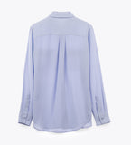 Leez Mulberry Silk Shirt Light Blue